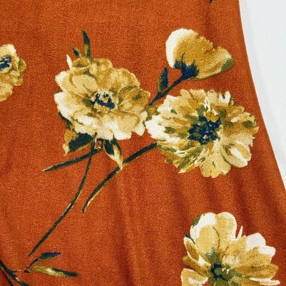 Altar'd State Long Sleeve Floral Midi Dress Womens Size Small Rust Cold Shoulder - Picture 7 of 7